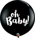 Picture of Qualatex 3FT Round - Oh Baby! Balloon - Onyx Black (2/bag)