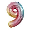 Picture of 40'' Foil Balloon Shape Number 9 - Pastel Rainbow (1pc)