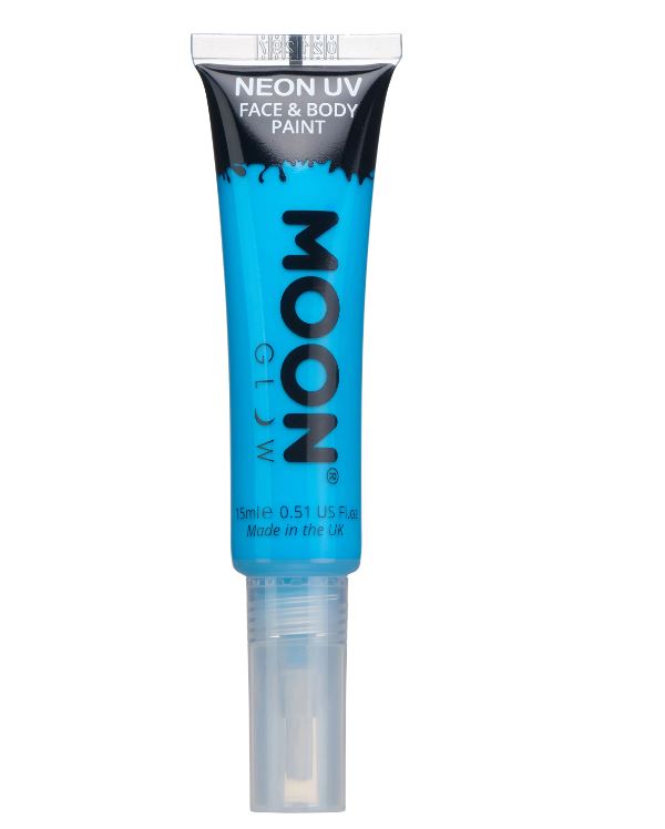 Picture of Moon Glow Neon UV Face & Body Paint with Brush Applicator - Intense Blue (15ml) 