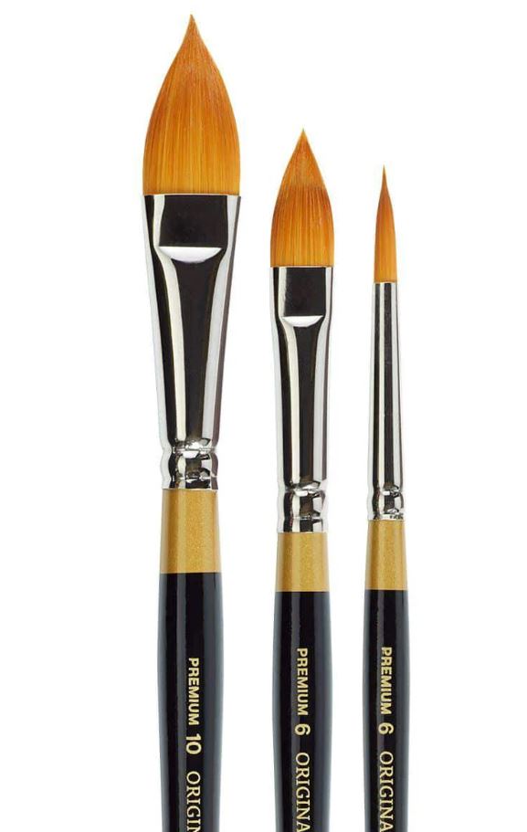 Picture of King Art Original Gold Oval and Round Floral Petal Brush Set of 3 (B-108) 