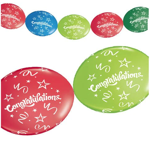 Picture of 12" Party Banner Balloons 10 Count - Congratulations (10/bag) 