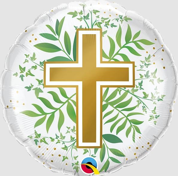 Picture of 18" Golden Cross & Greenery Foil Balloon (1pc)