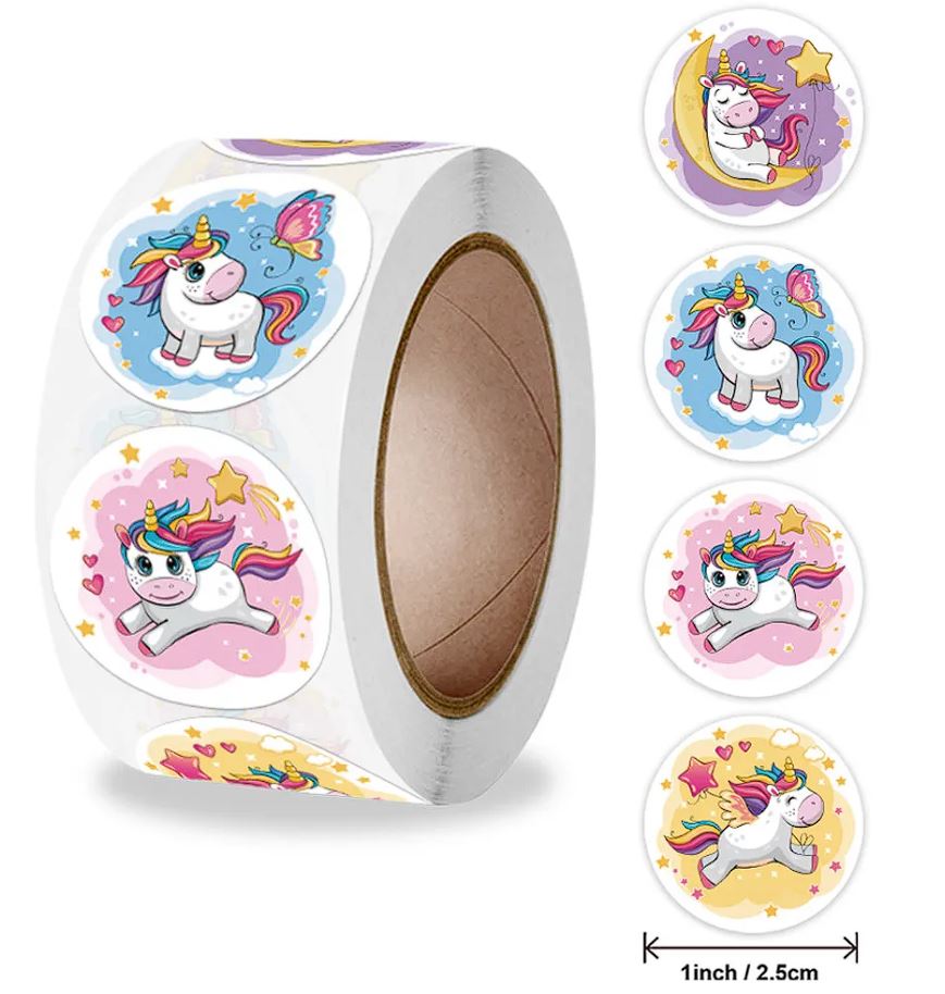 Picture of Sticker Roll - Cute Unicorns - 500/roll