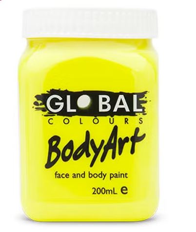 Picture of Global  Colours UV Face & Body Art Liquid Paint - Neon Yellow 200 ml  